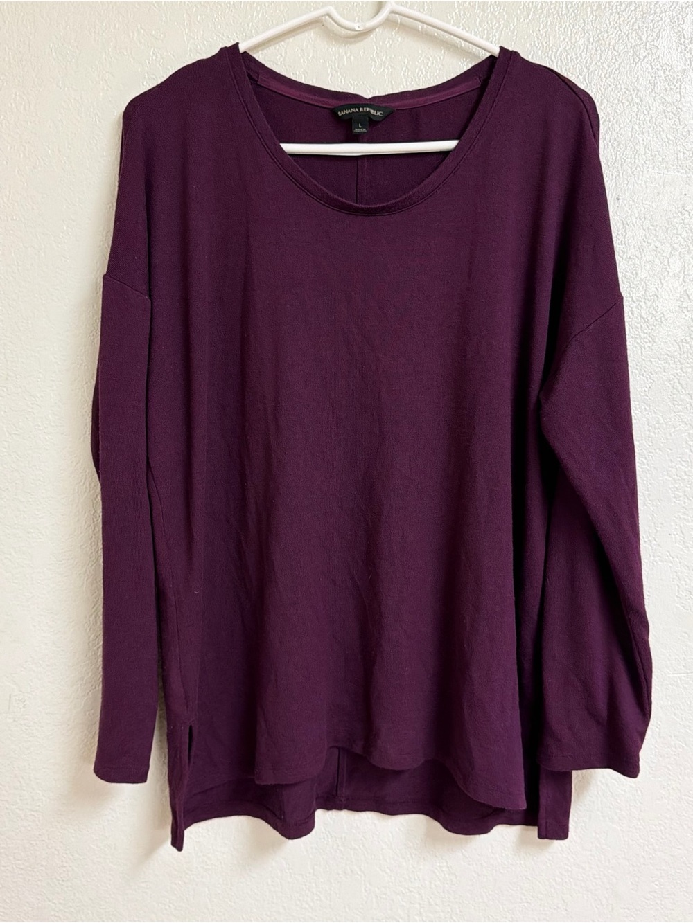 Banana Republic Women's Dark Plum Crewneck Long Sleeve Top